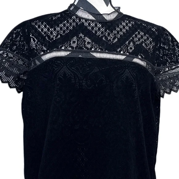 Laundry By Shelli Segal Whimsigoth Paisley Floral Fairygoth Velvet Lace Sz M Top - Picture 3 of 12